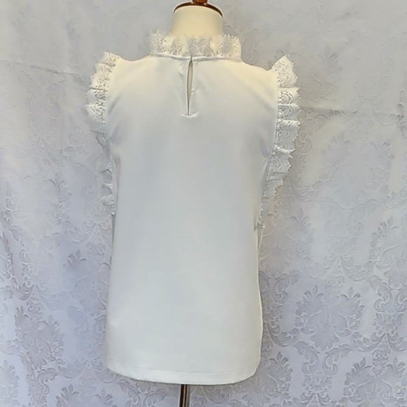 Ann Taylor Cream Lace Sleeveless Top S - Picture 3 of 12